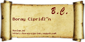 Boray Ciprián névjegykártya